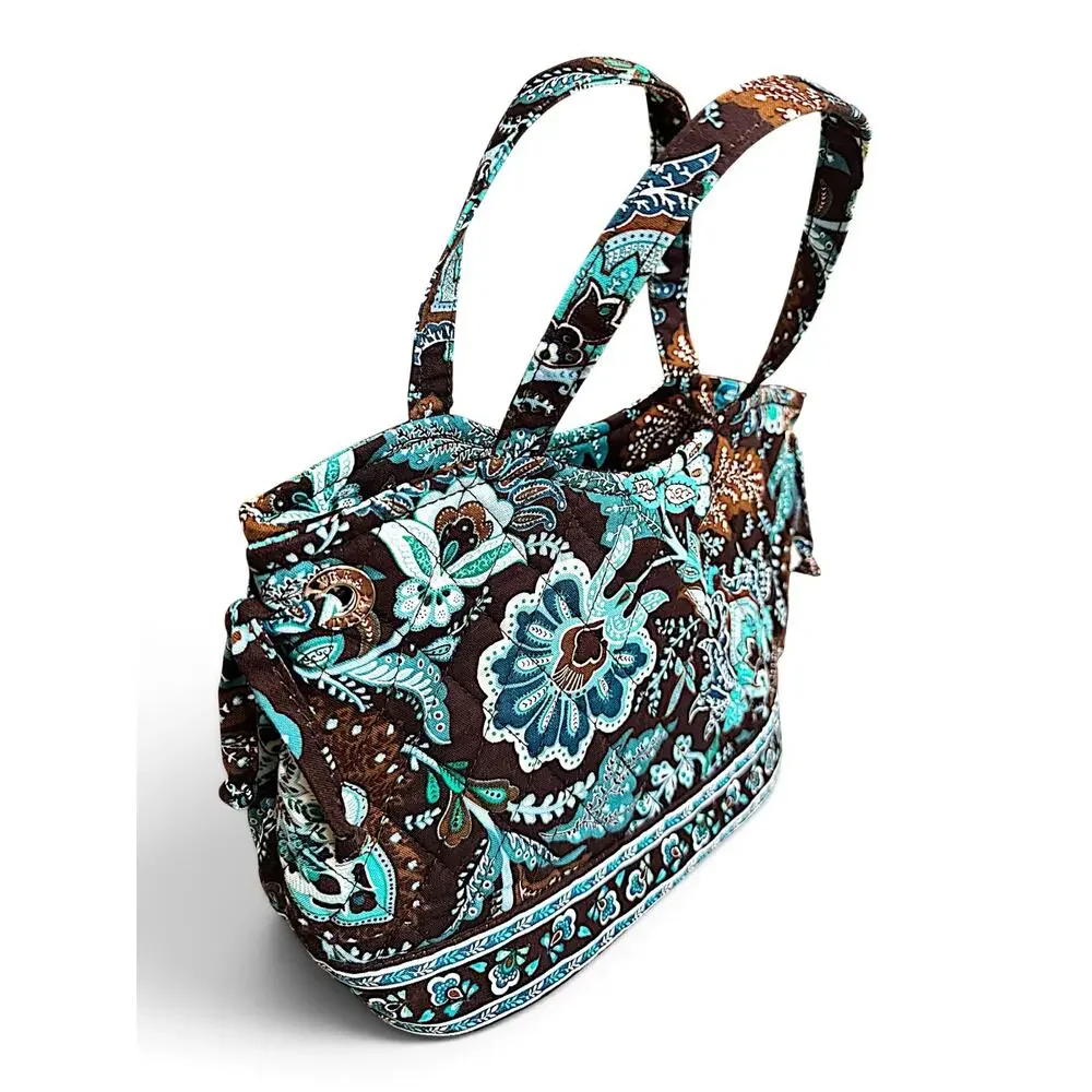 Vintage Vera Bradley Java Blue Quilted Shoulder Bag Tote